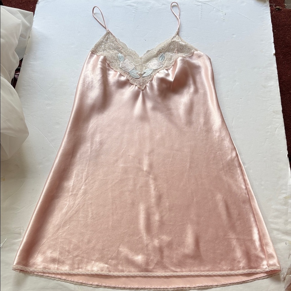 Vintage 90’s Cottagecore Ballet Pink Slip Dress Lace Mini Cute Loveshackfancy M - Picture 3 of 17